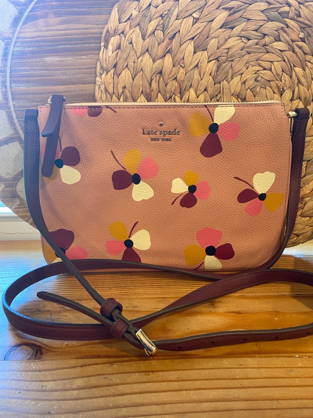 Kate Spade triple gusset crossbody-Jackson dusk buds-pink multi